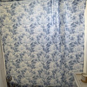 Blue Toile Shower Curtain